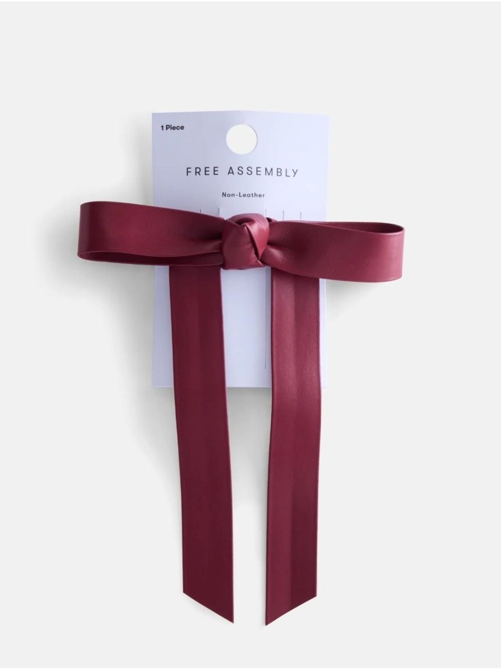 Burgundy women’s Faux Leather Bow Barrette Hair Accessory